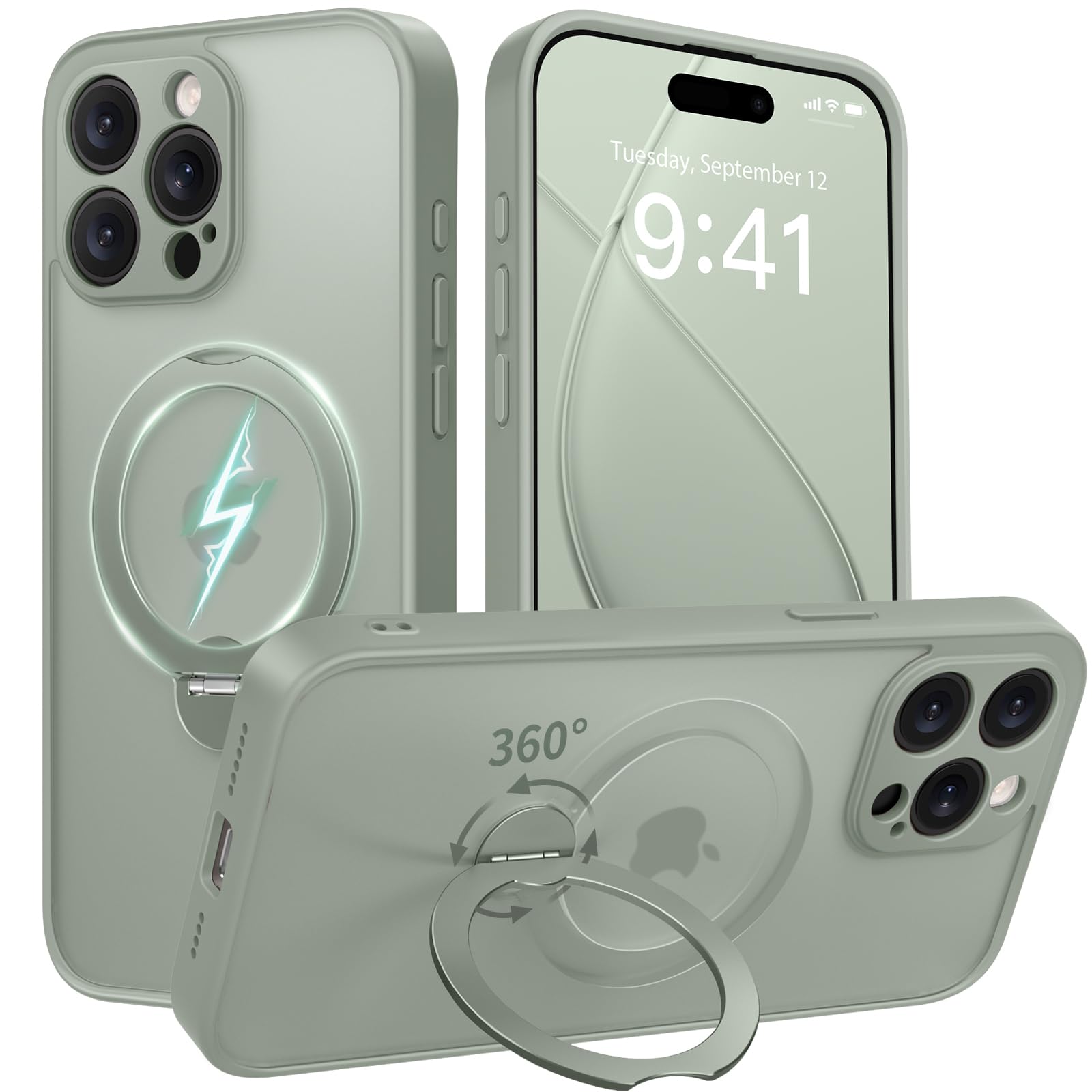 GolbinBox 360° Spin Magnetic Stand for iPhone 15 Pro Max Case, [Compatible with MagSafe], [Full Camera Protection] [16FT Military Drop Protection],