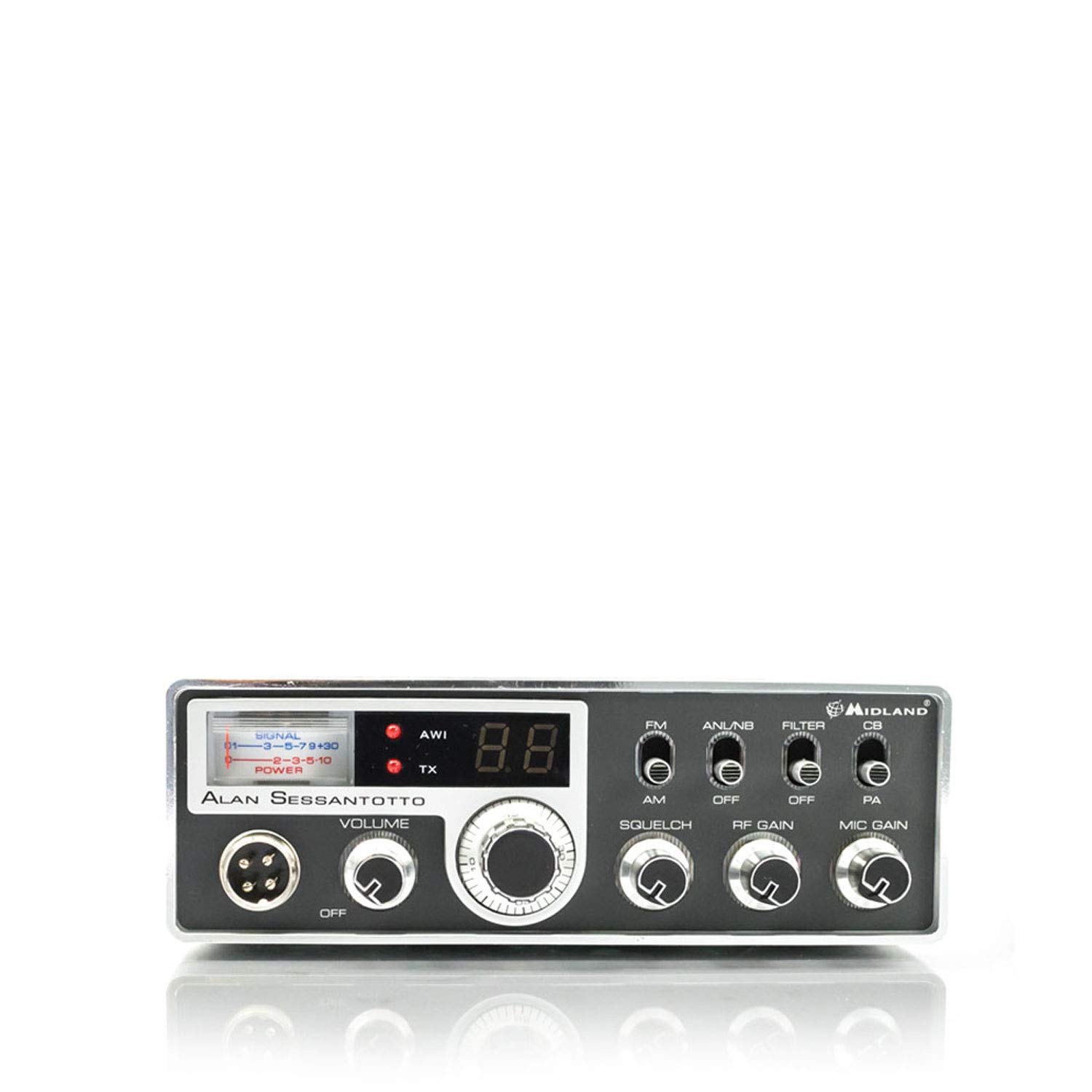 Midland ALAN 68-Radio CB, Ricetrasmittente 27 MHz, 34 Canali AM/FM, (4W)34 Canali AM/FM, 4W Potenza, RF Gain, MIC Gain, Squelch Regolabile, ANL, Noise Blanker, PA, Display Retroilluminato, S-Meter