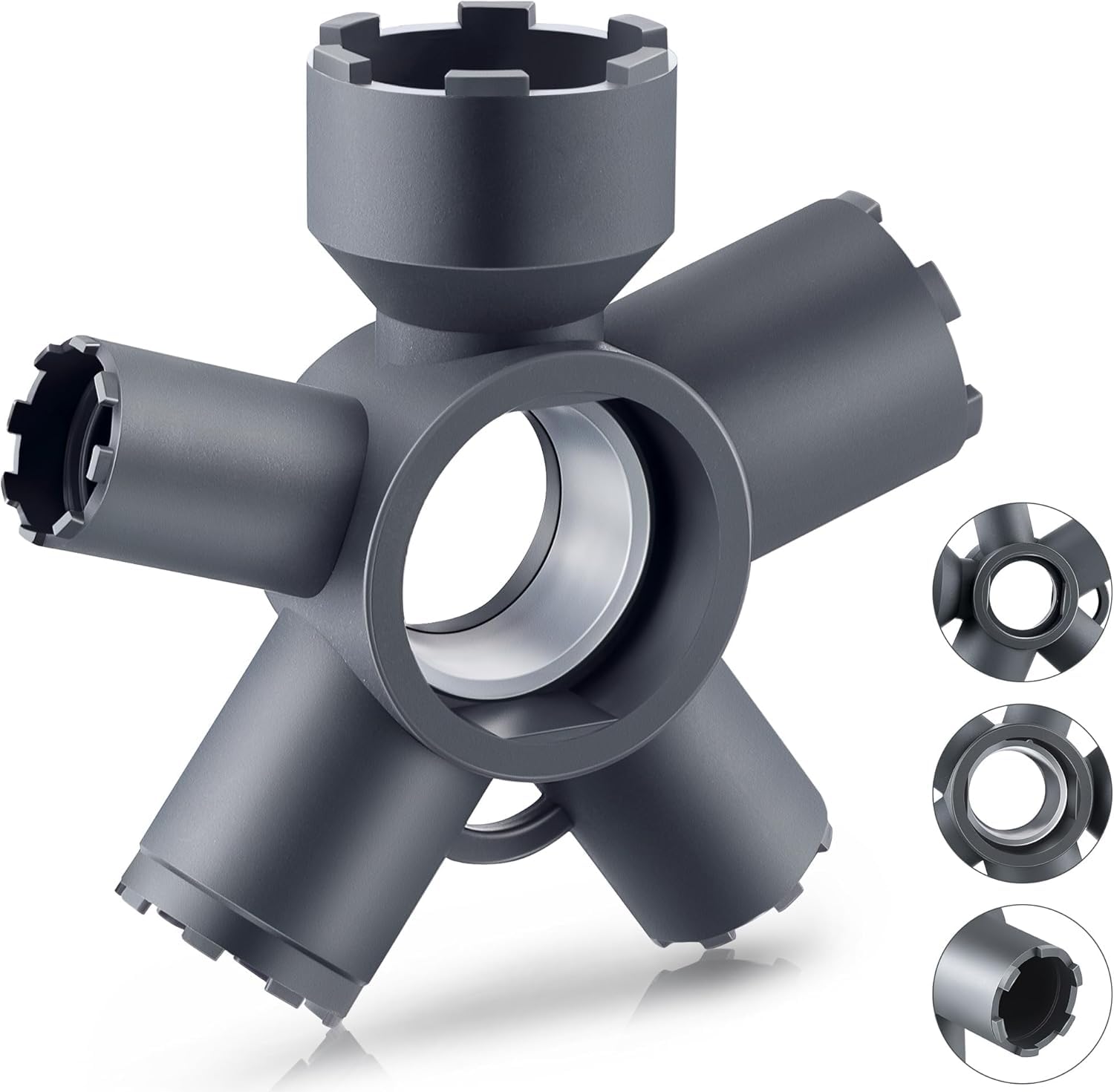 Grayscale Outil de retrait d'aérateur de robinet multifonction pour aérateurs filetés cachés M16.5/M18.5/M21.5/M22/M24/M28, bord tranchant antidérapant + design arrondi double mode