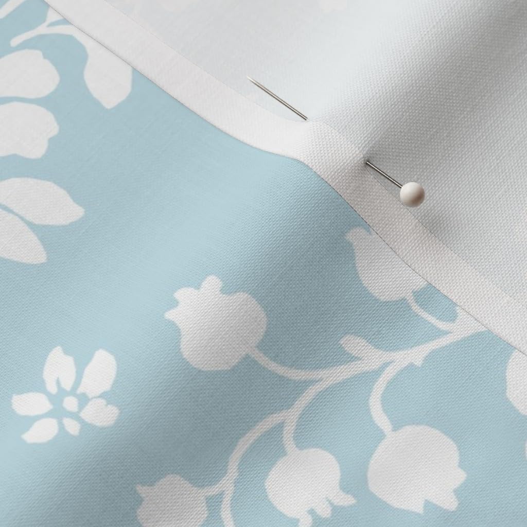 Spoonflower Fabric - Aqua Toile Wedding Flowers Floral Shabby Chic Silhouette Cottage Printed on Petal Signature Cotton Fabric by The Yard - Sewing Quilting Apparel Crafts Decor