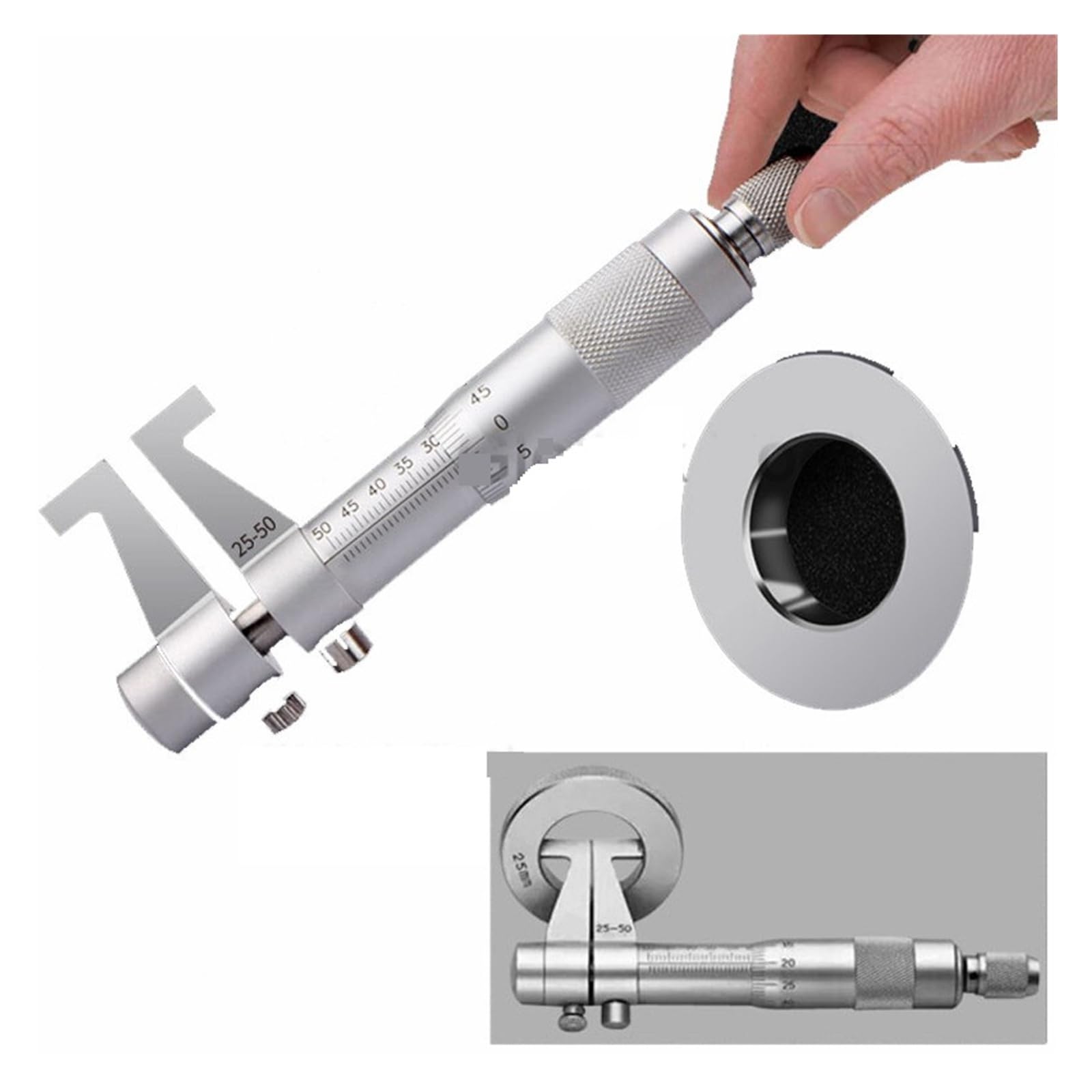 4 szt. Zestaw mikrometrów wewnętrznych 5-30mm/25-50mm/50-75mm/75-100mm 0.01mm metryczne węgliki grzechotkowe miernik śrubowy mikrometry narzędzia pomiarowe Zmierz wszystko