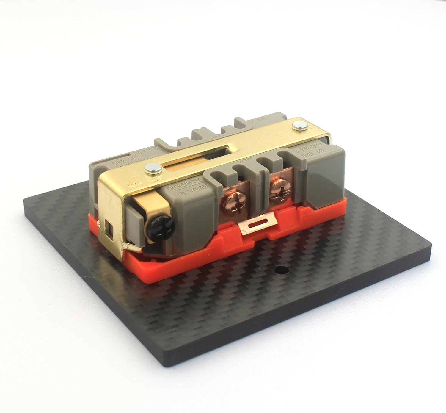 HiFi Power Outlet, Pure Copper Audio Wall Mount Socket Hi-end AC Duplex Receptacle Wall Plate with Carbon Fiber Shell for Home Stereo Sound Systems