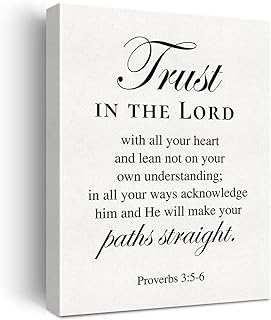 Christian Canvas Wall Art Motivational Trust in the Lord Canvas Print Positive Scripture Bible Verse Painting Home Wall Decor Framed Baptism Gift12x15 Inch