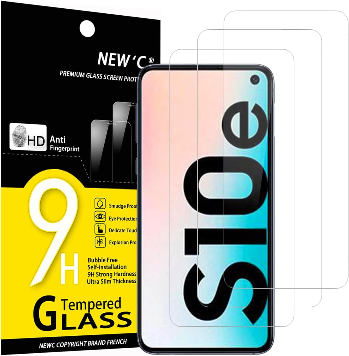 NEW'C 3 Pack Designed for Samsung Galaxy S10e Screen Protector Tempered Glass, Case Friendly Anti Scratch Bubble Free Ultra Resistant