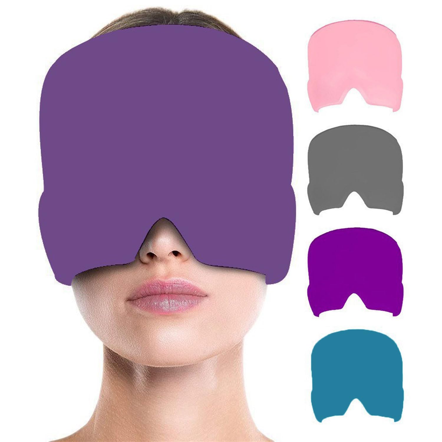 czapka łagodząca migrenę, Czapka łagodząca ból głowy Migrena Maska lodowo-żelowa(Purple)
