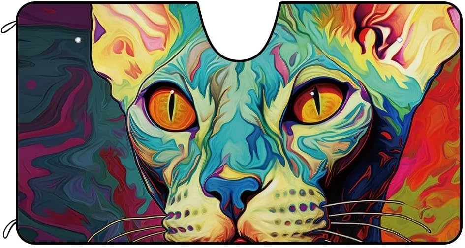 American Shorthair Devon Rex Cat Windshield Sunshade for Car Truck SUV Cute Pet Face Front Windows Sunshade Blocks UV Rays Sun Heat 51x26.8 Inch Style 6