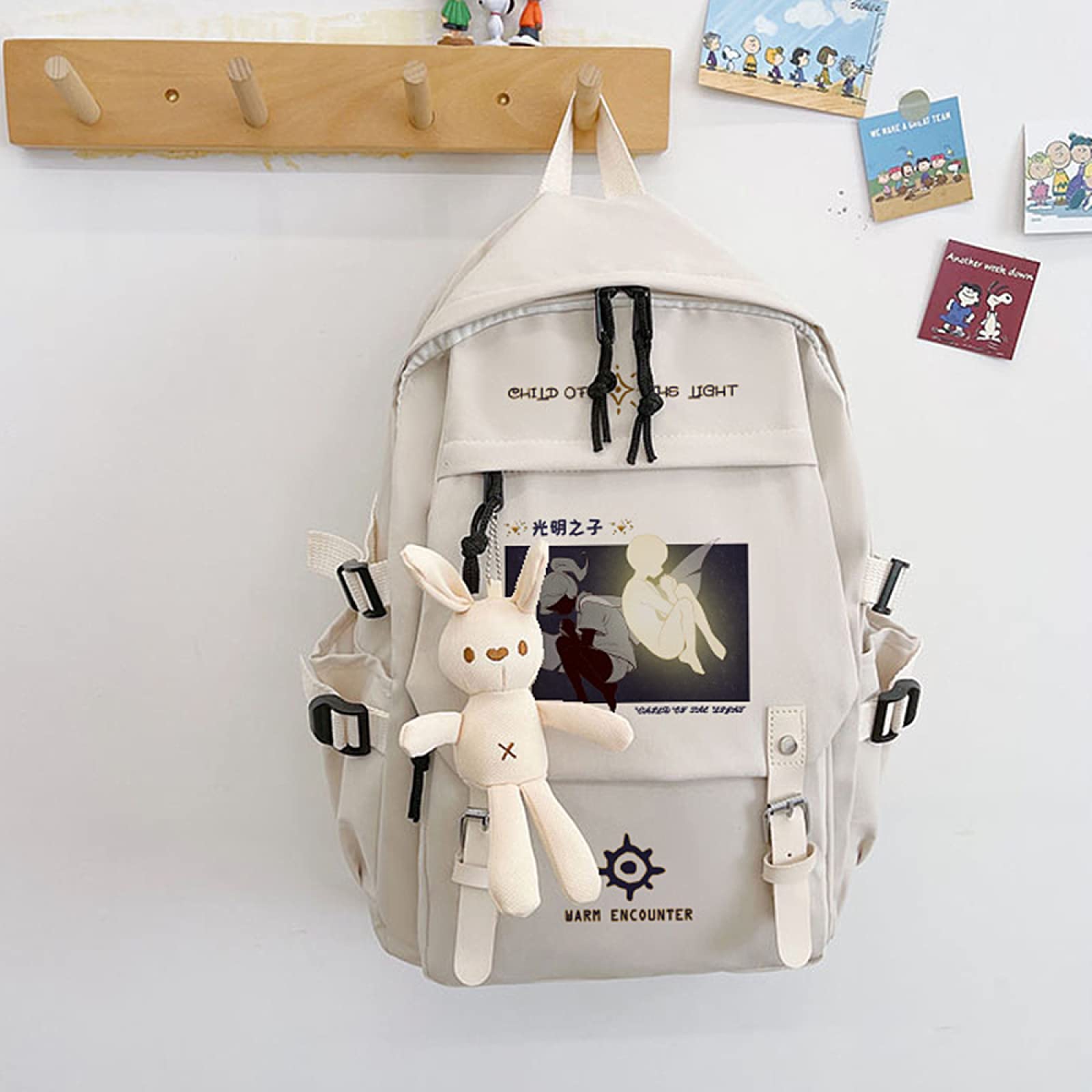 Game Sky:Children Of The Light - Mochila escolar impermeable de nailon con dibujos animados, color blanco claro, blanco, Talla única
