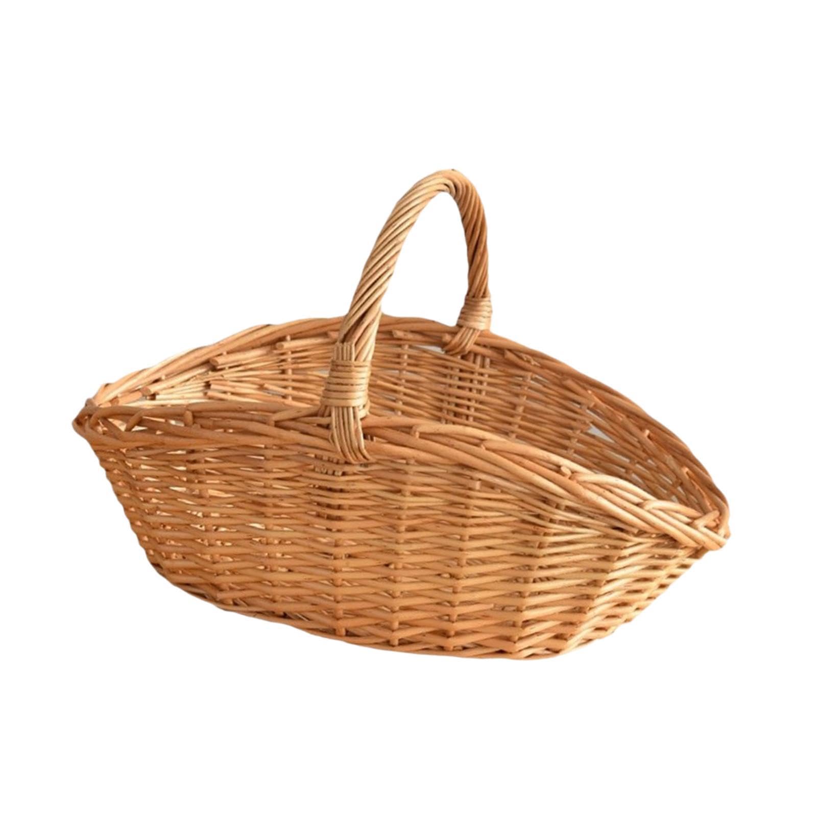 ????? Picnic Baskets with Handles Toiletries Holder Large Storage Basket Carry Handle Hand Woven Made Storage Basket Flower Baskets, L
