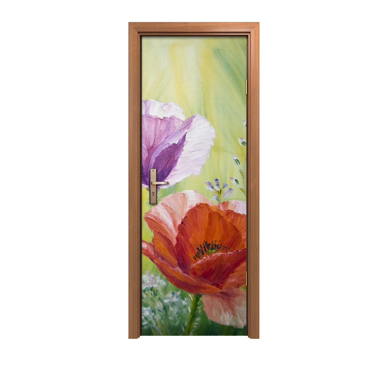 Autocollant de porte masquage imperfections sticker mural fleurs 70x200