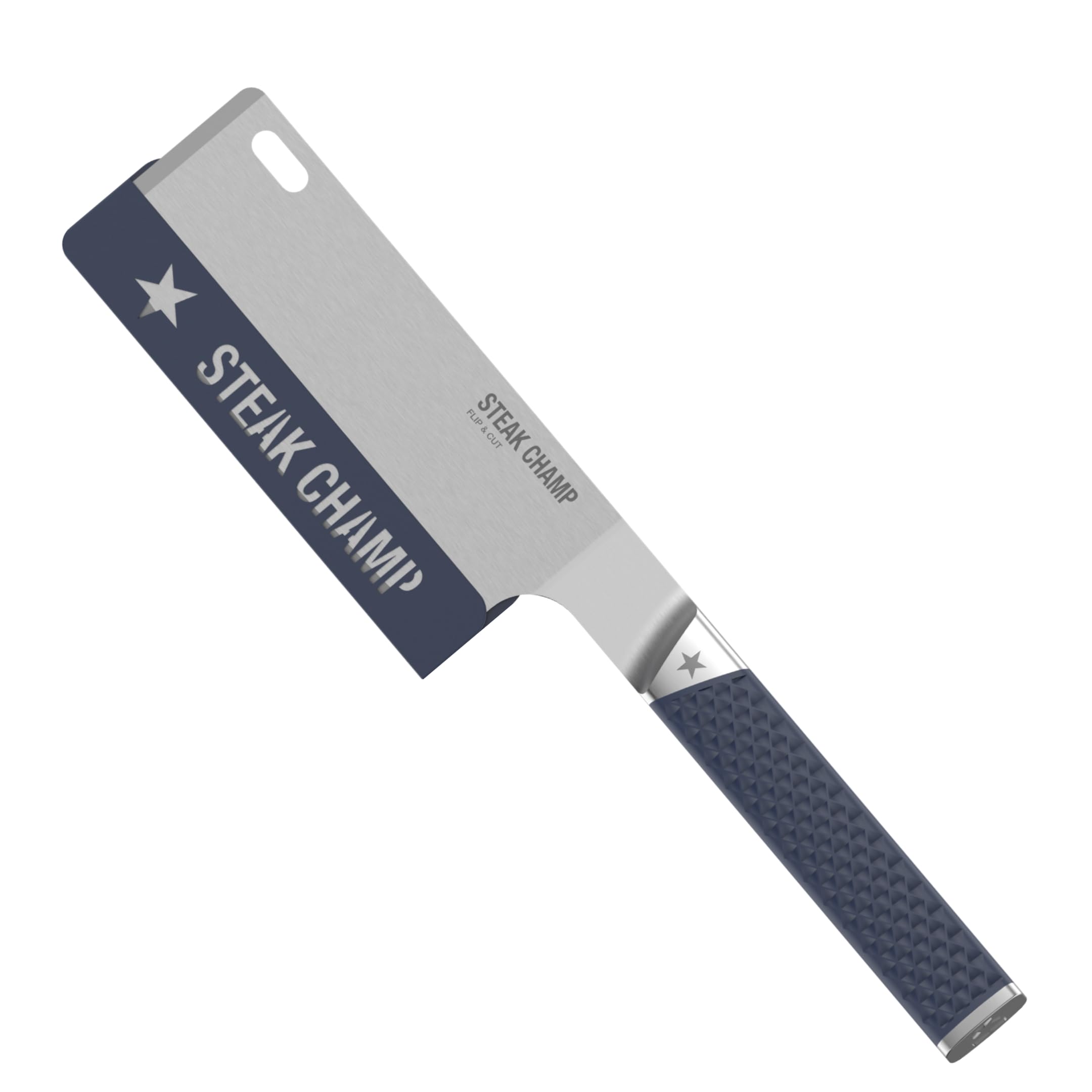 Steakchamp Spatule Flip & Cut : Spatule pour plancha, barbecue et poêle, avec tranchant de couteau de haute qualité et poignée antidérapante