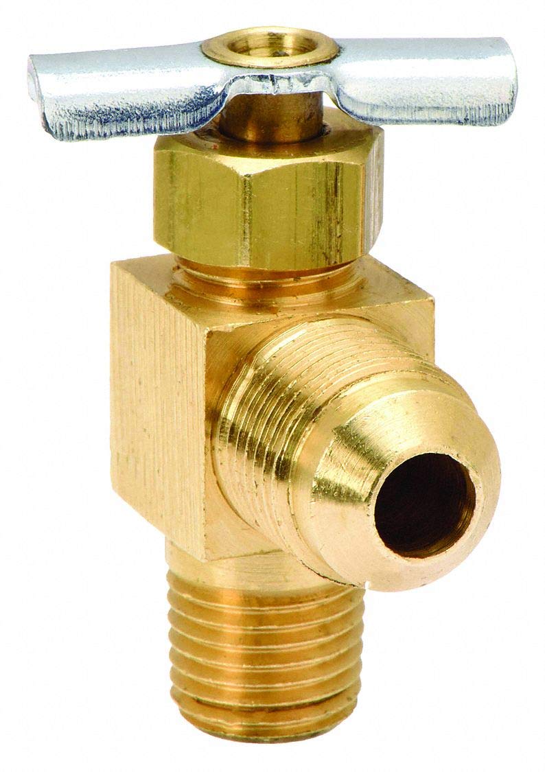 Needle Valve, Angled, Brass, 1/4 x 3/8 in.