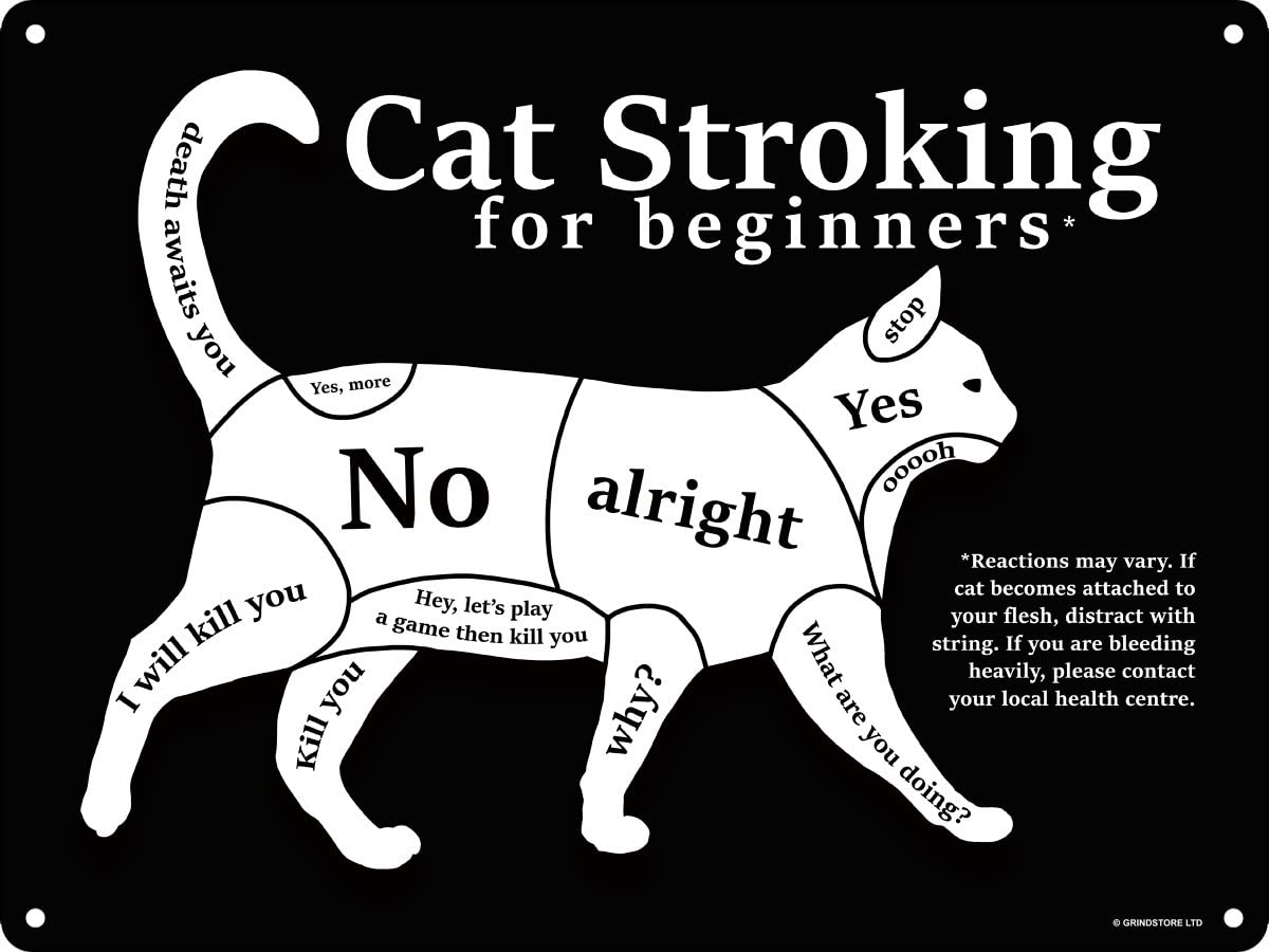Grindstore Nc Cat Stroking For Beginners Mini Tin Sign 20X15cm