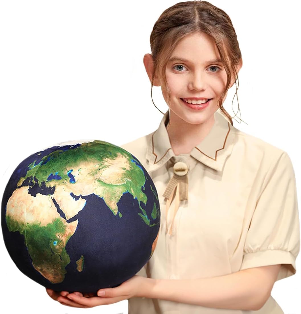 ultra-ealistic 3d planet,moon,earth,the sun,pillow plush toys,for kids teens adults, for teachers and parents, educational toy learning, 10.6 in (dark blue earth)