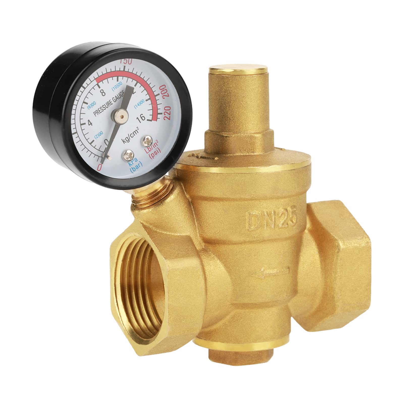 Solid, 232PSI, DN25 32mm Brass Water Pressure Reducing Regulator, 16kgcm², Adjustable Water Pressure, Industrial Reducer for Tap Water Equipment
