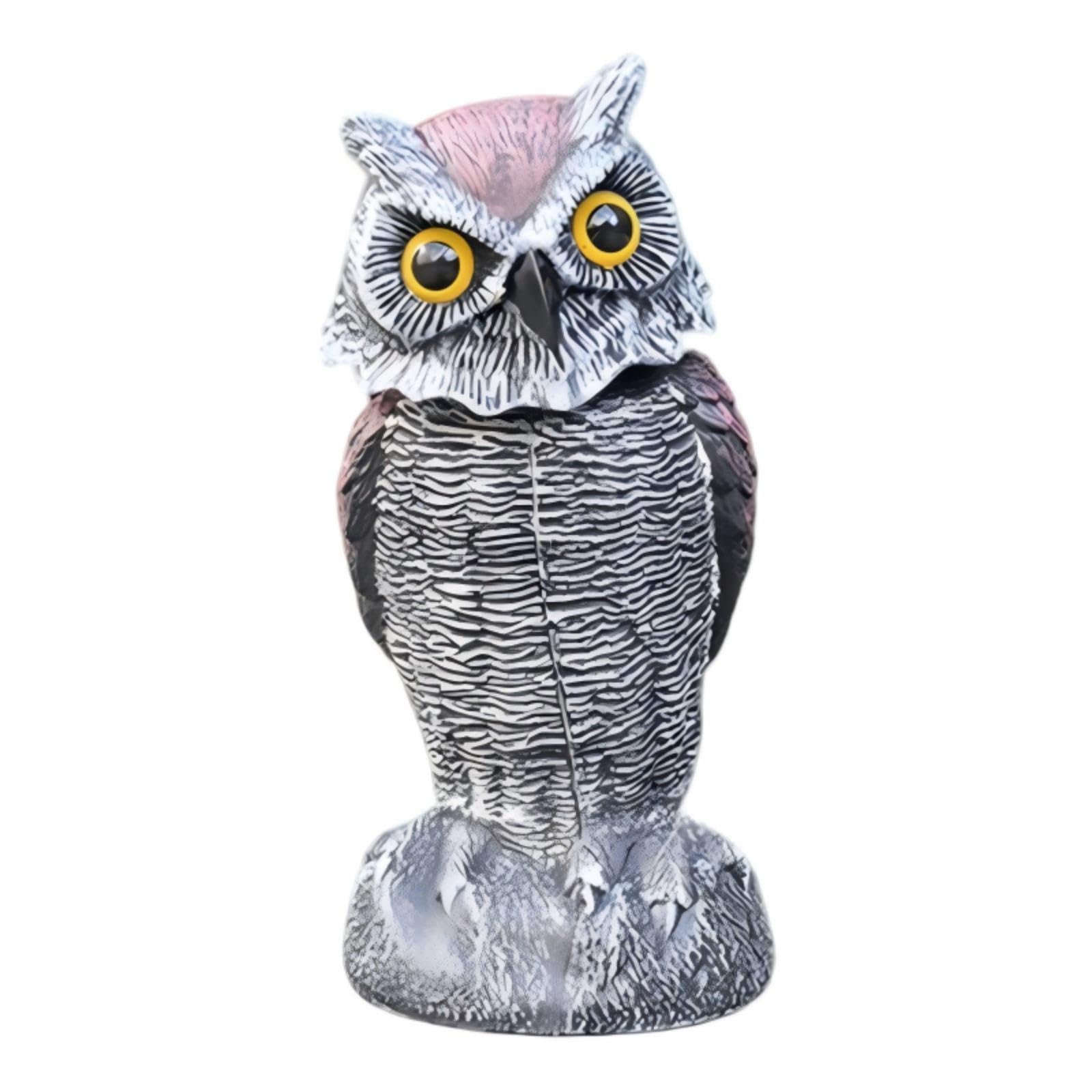 VBRYUAW Fake Owl Decoys to Scare Birds Away, Rotating Head Bird Deterrents, Nature Enemy Scarecrow Statues, 10.2 Inch Height Bird Scarecrow Nature Enemy Horned Pest Repellent for Outdoor Garden Yard