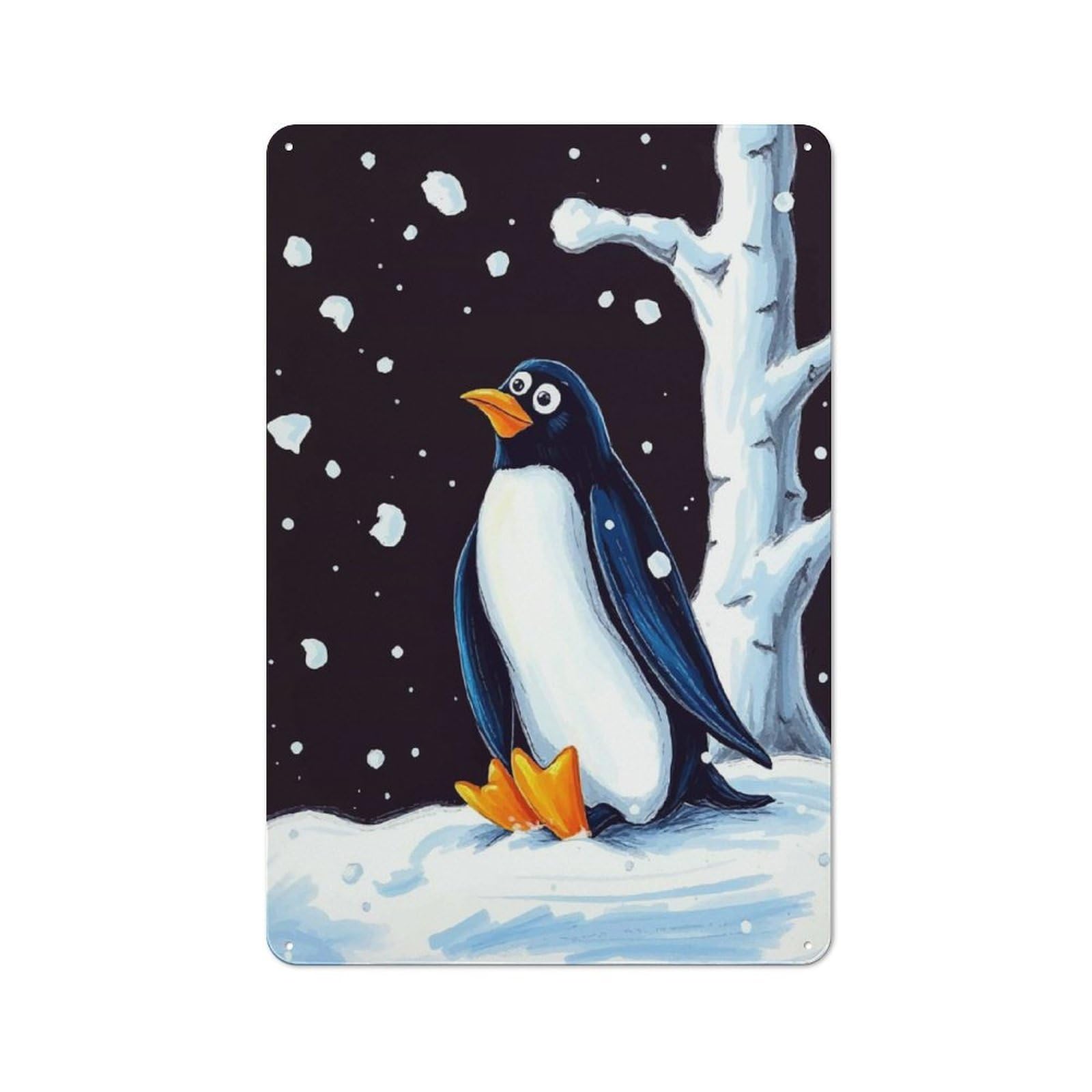 Junmoney Style-9 Metal Plaque 30X20cm With Winter Penguin Meme For Pub Or Café, Retro Decor, For Pub Decor Enthusiasts Refreshing A Room In Autumn