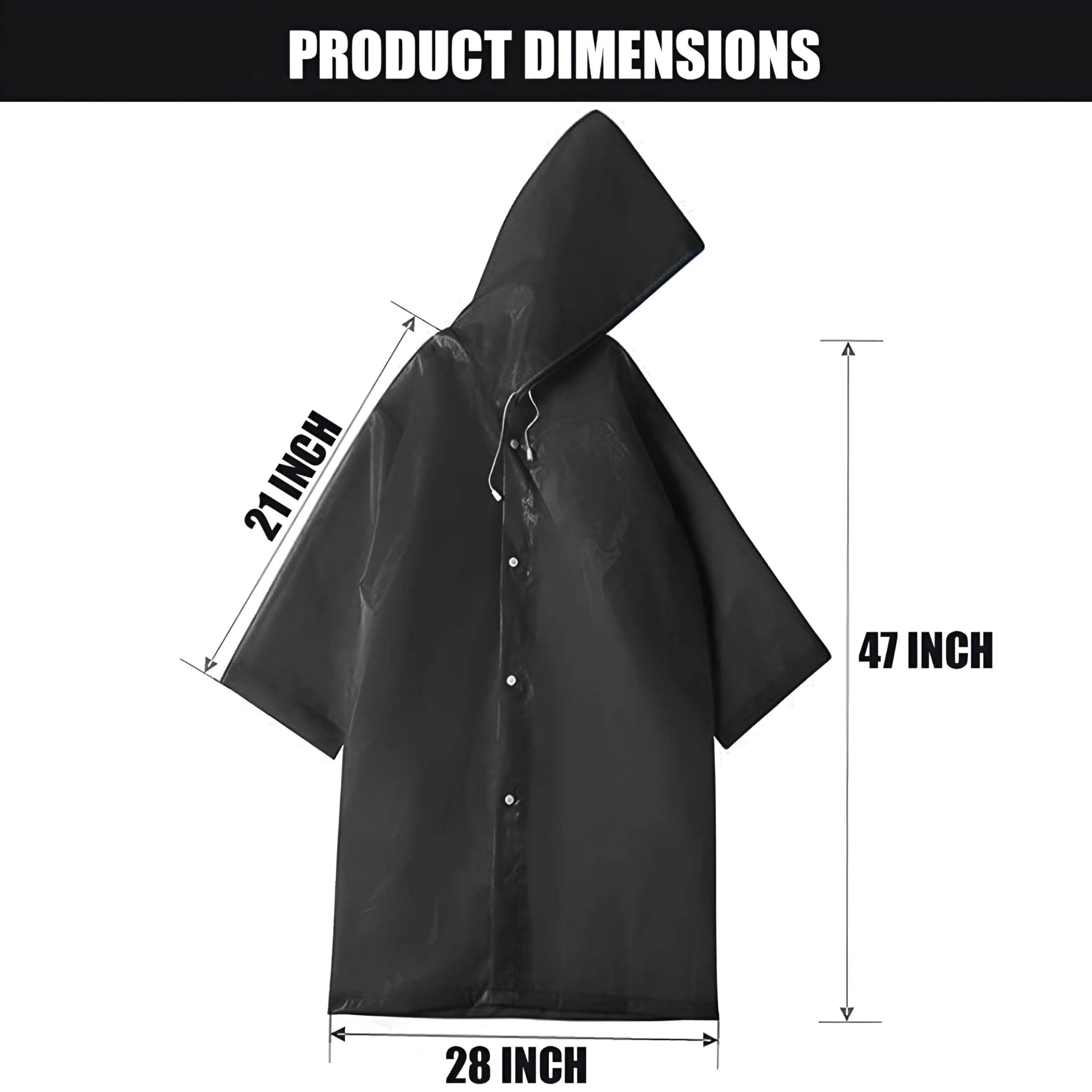 Pivalo EVA Waterproof Rain Coat Hooded Universal Outdoor Water Resistant Portable Suit for Men Women Boys & Girls (Universal Size,1 Pc Black)