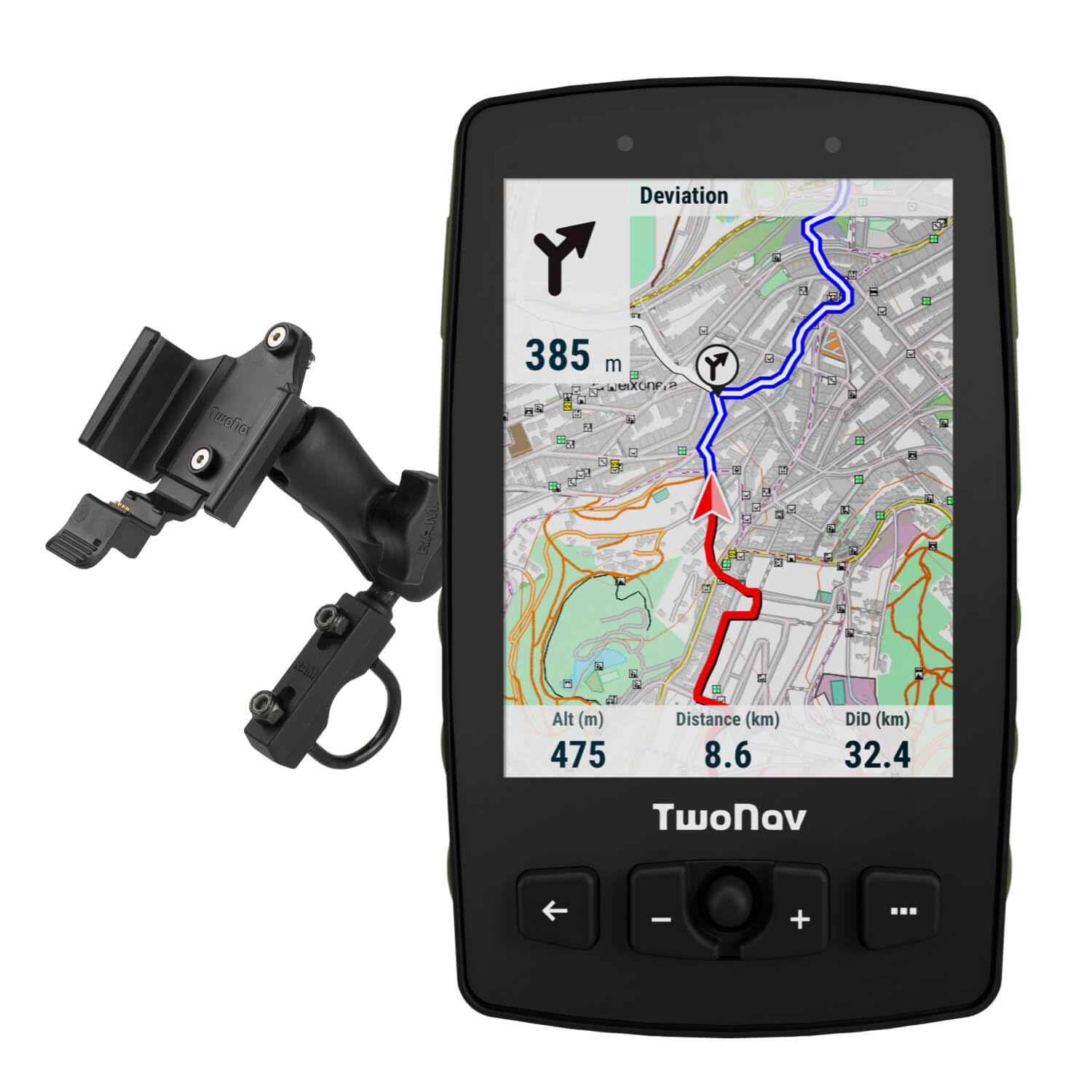 TwoNav Aventura 2 Plus Motor, GPS navigateur on-Road et Off-Road avec écran 3,7 Pouces pour Moto, Voiture, 4x4, Quad avec Cartes incluses. Couleur Vert