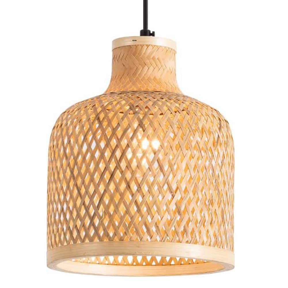 Lustre en bambou tressé main luminaire suspendu pour porche et salon cosy