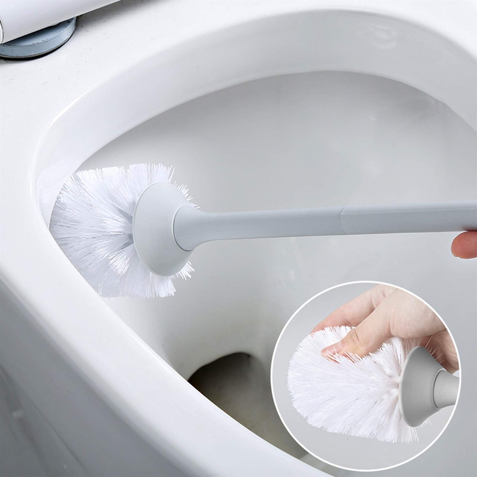 Lavar el baño, Escobillero de Pared Blanco con Cepillo Mango Largo