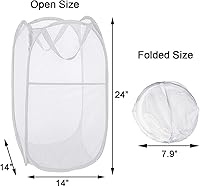 Vista 2 de Paquete de 2 cestas plegables de malla para la ropa sucia, cestas plegables para la ropa de baño, dormitorio universitario, viajes (blanco)