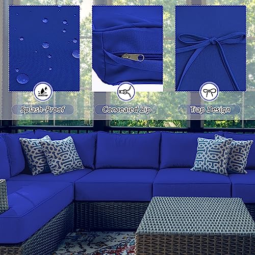 11 Pcs Outdoor Cushion Slipcovers Outdoor Patio Cushion Covers Replacement Waterproof With Zipper For Outdoor Furniture, Patio Sofa Couch 3 Sizes, Covers Only (Dark Blue) #TOP2