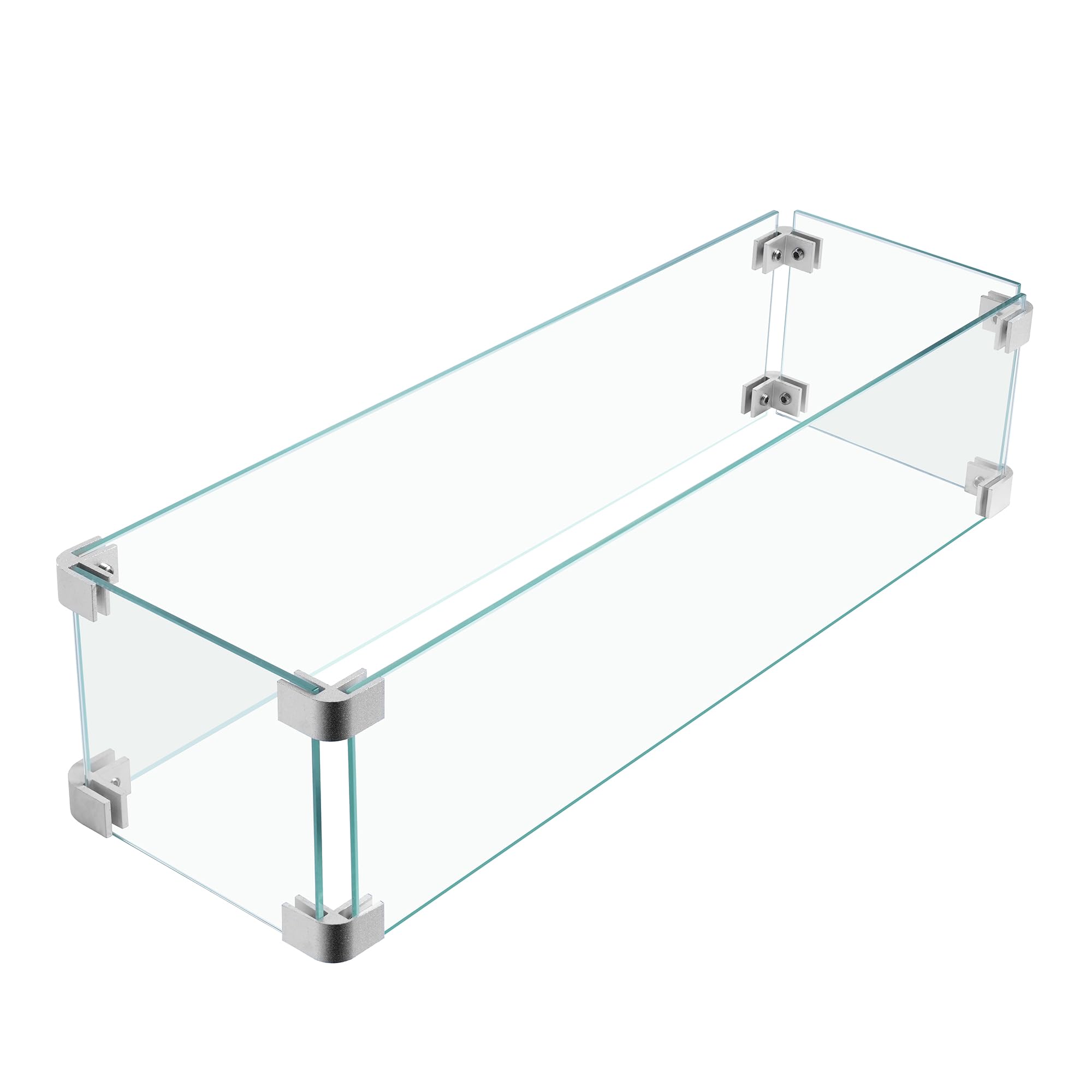 23x7x5.5 Fire Pit Glass Flame Wind Guard,Thick Tempered Glass Rectanglar FirePit Flame Shield with Aluminium Clips,Clear Wind Gaurd Fence for Patio Fire Table