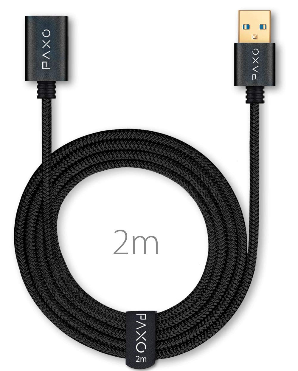 PAXO Rallonge USB 3.1 (USB 3.0) En Nylon, 2 M, Blanc, A-A