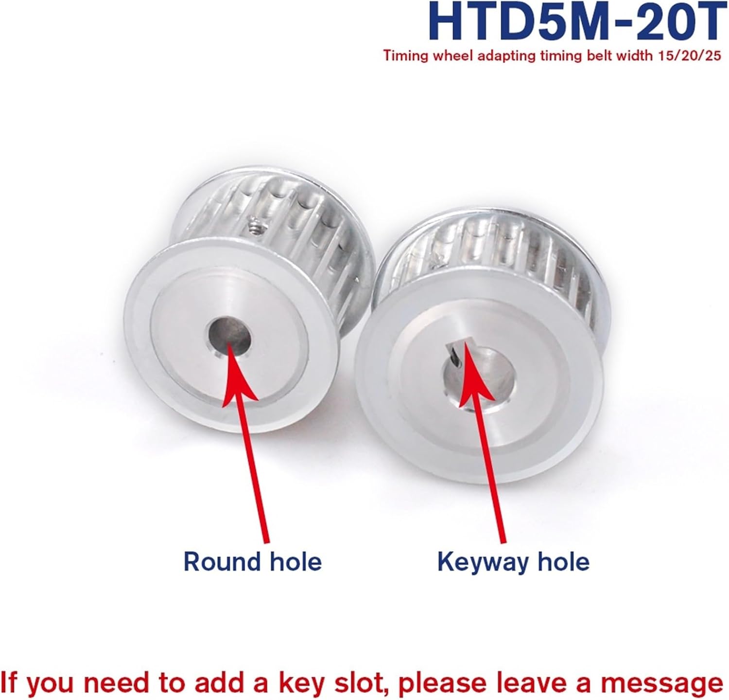 HTD 5M 20T Pulley 20Teeth 5M-20T 16/21mm Width Toothed Belt Pulleys 5/6/8/10/12/14/15mm Bore Gear Pulley for CNC Machine(14mm-Keyway 5x2.3mm,1PC_for Belt Width 10MM)