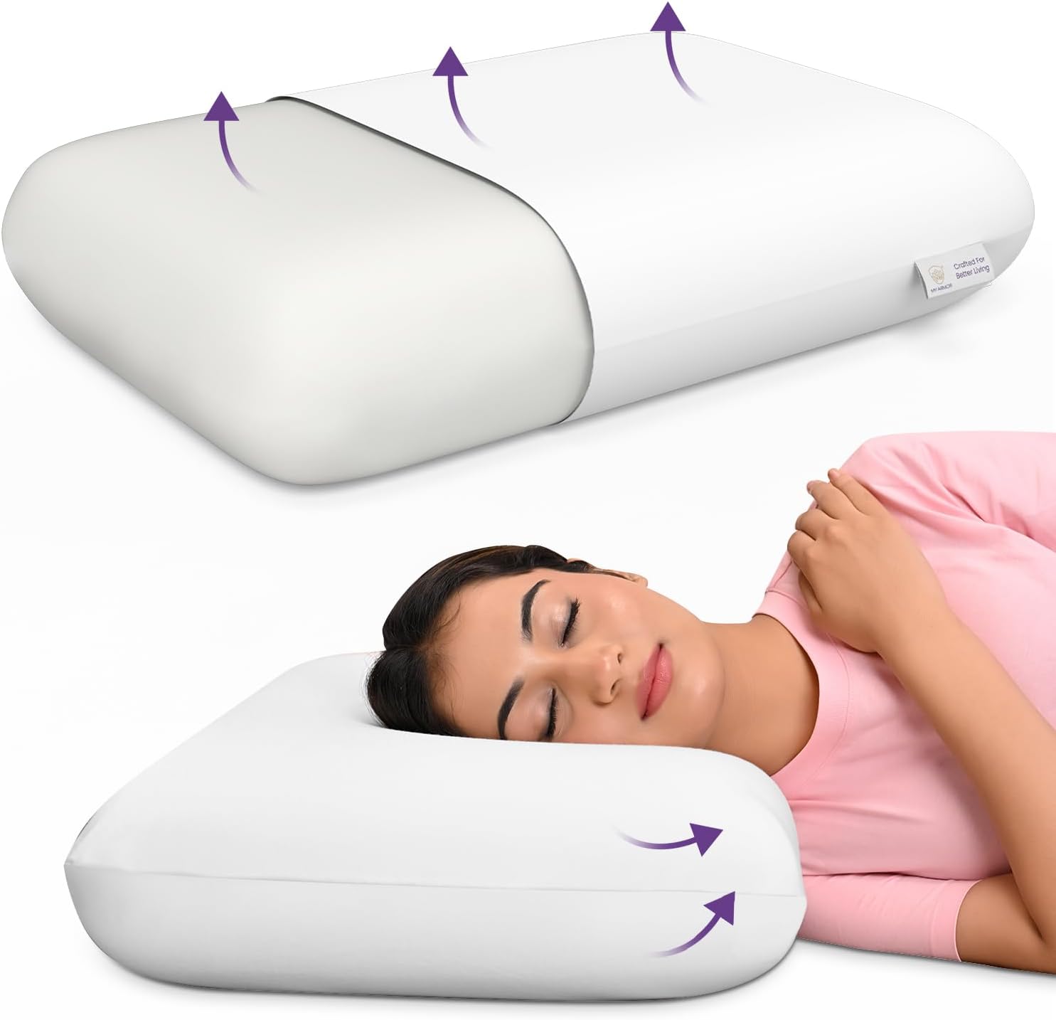 Memory Foam Pillow - 5.5 Inch Extra Thick Orthopedic Pillows for Neck Pain Without Cover - for Side Sleepers - White, 1 Pack | 1-Year Warranty
