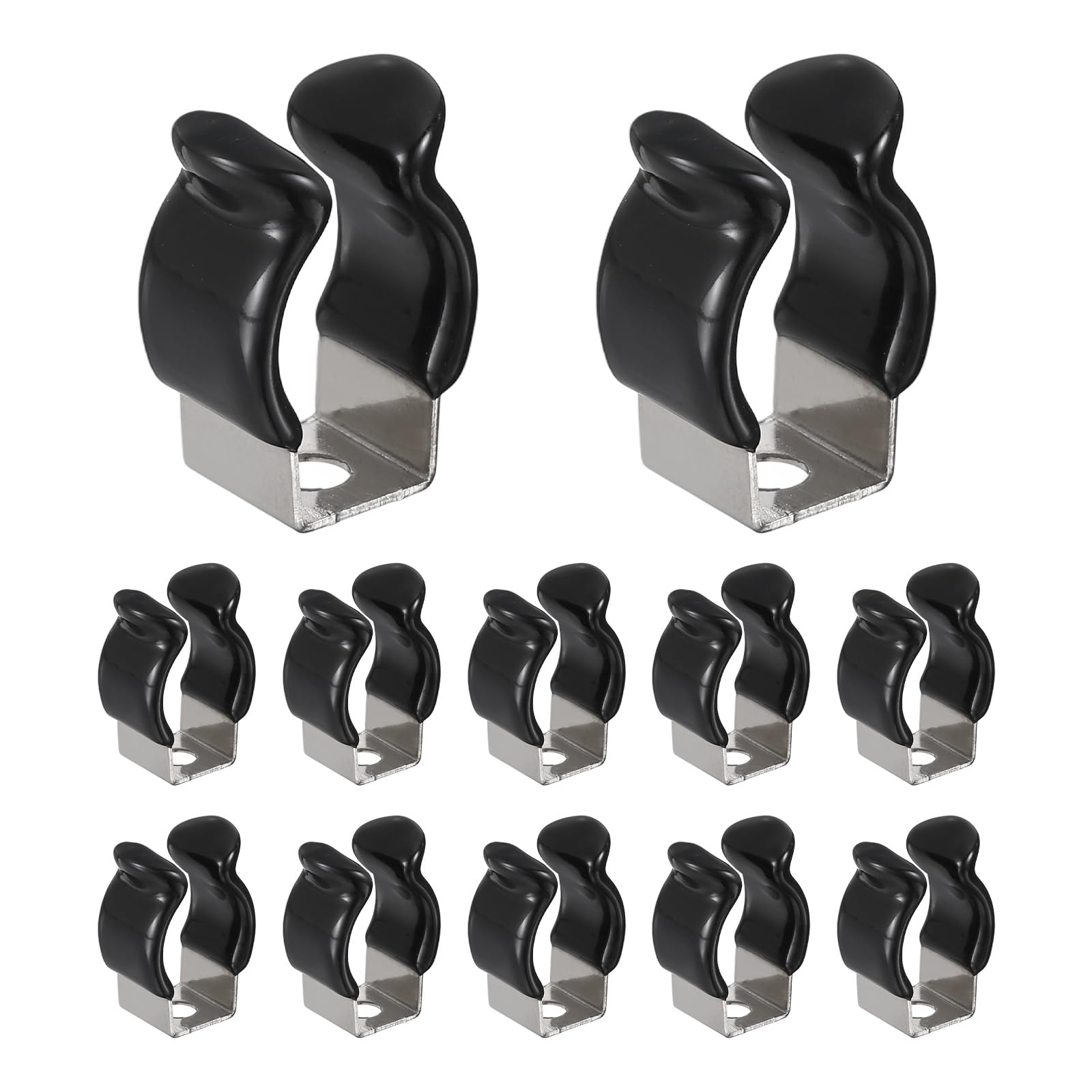 sourcing map 12Pcs T5 U Clips Holder Bracket, 304 Stainless Steel LED Fluorescent Tube Clip, Lamp Support Pipe Clamps for 10mm 3/8" Light Bulb Tube Rod Mounting Accessories, 28mm H, Black โ image 1
