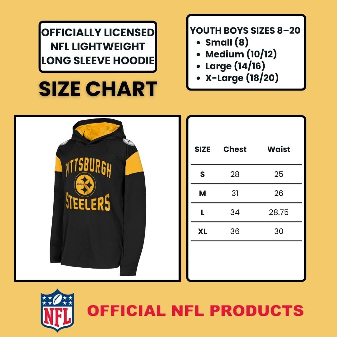Outerstuff NFL Kids Youth 8-20 Official Licensed Team Color Primary Logo The Champ Lightweight Long Sleeve Football Hoodie