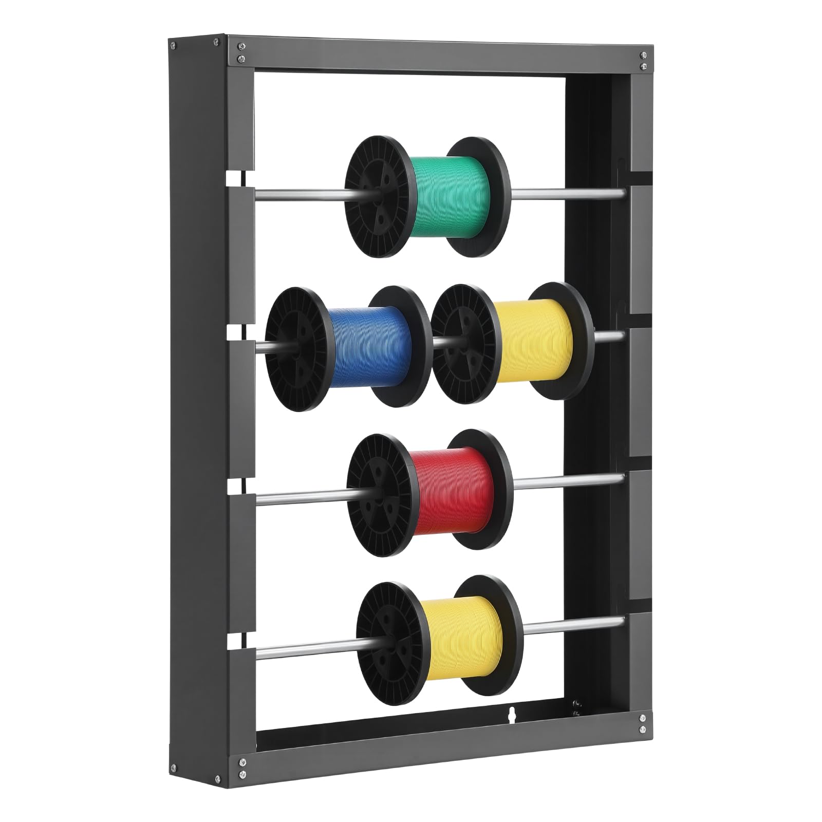 VEVOR Supporto per Bobine di Filo 4 Bracci Regolabili, Supporto a Parete in Acciaio Laminato Bobine Multiple, Organizzatore di Cavi, Distributore di Filo Capacità 68 kg, Uso Elettrico Industriale