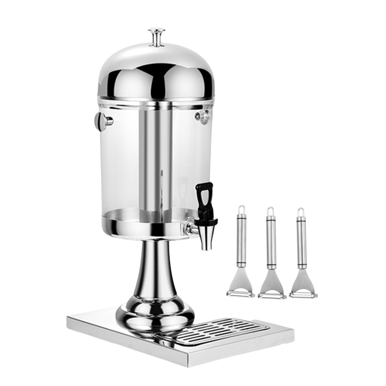MYUYEE Juice Dispensers With Faucet For Commercial Use, Hand Press Juicer, Tea And Coffee Dispensers With Detachable Combination And Easy To Clean,Silver (Silver)
