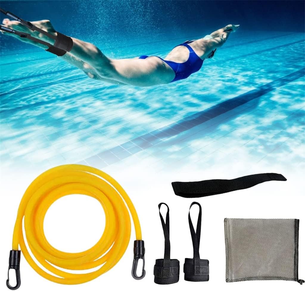 Adjustable Swim Training Resistance Elastic Belt Swimming Exerciser Safety Rope Latex Tubes
