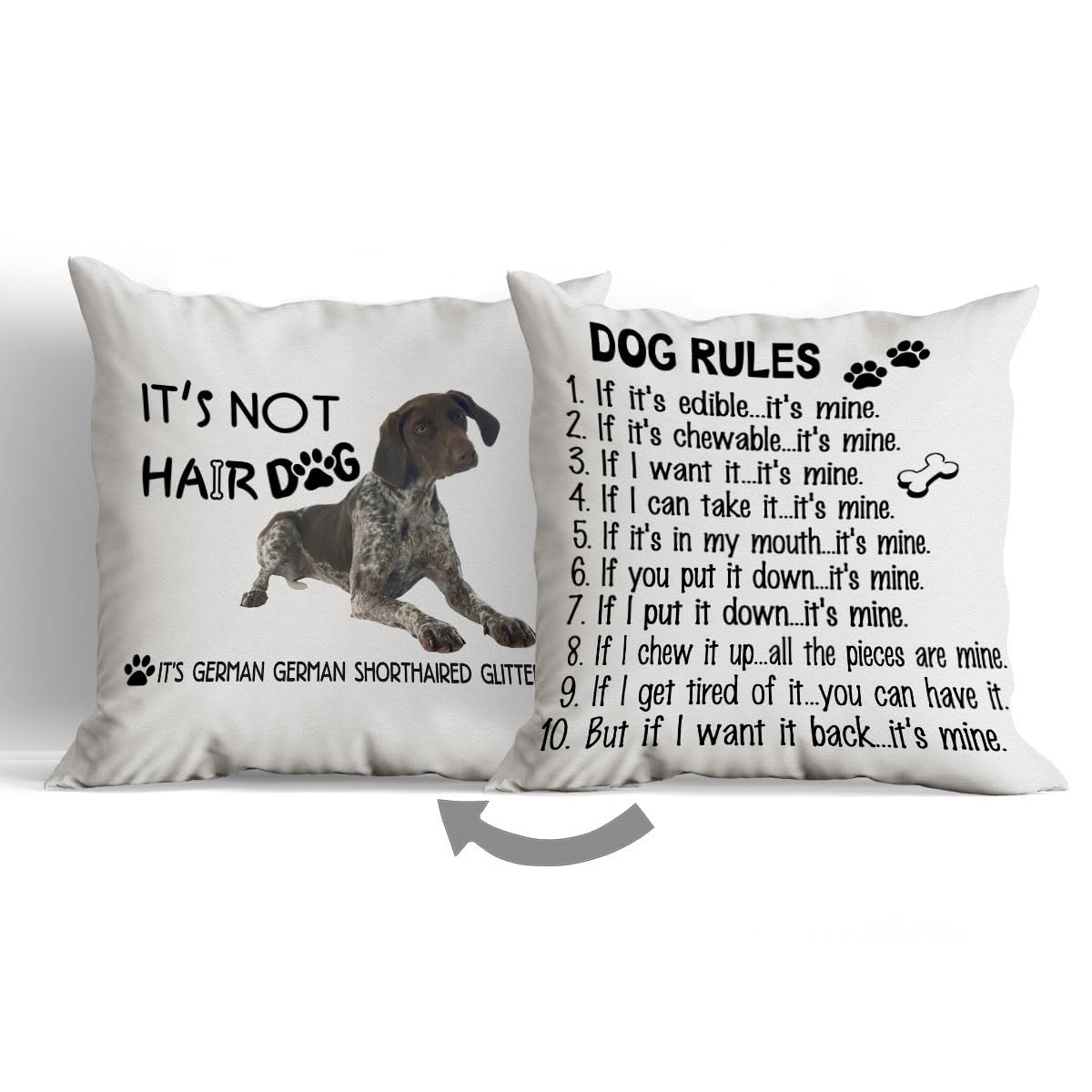 huesterGerman Shorthaired Dog Pillow Covers 18x18, White It’s Not Dog Hair  It’s German Shorthaired Glitter Dog Pillows Decorative Throw Pillows Cover