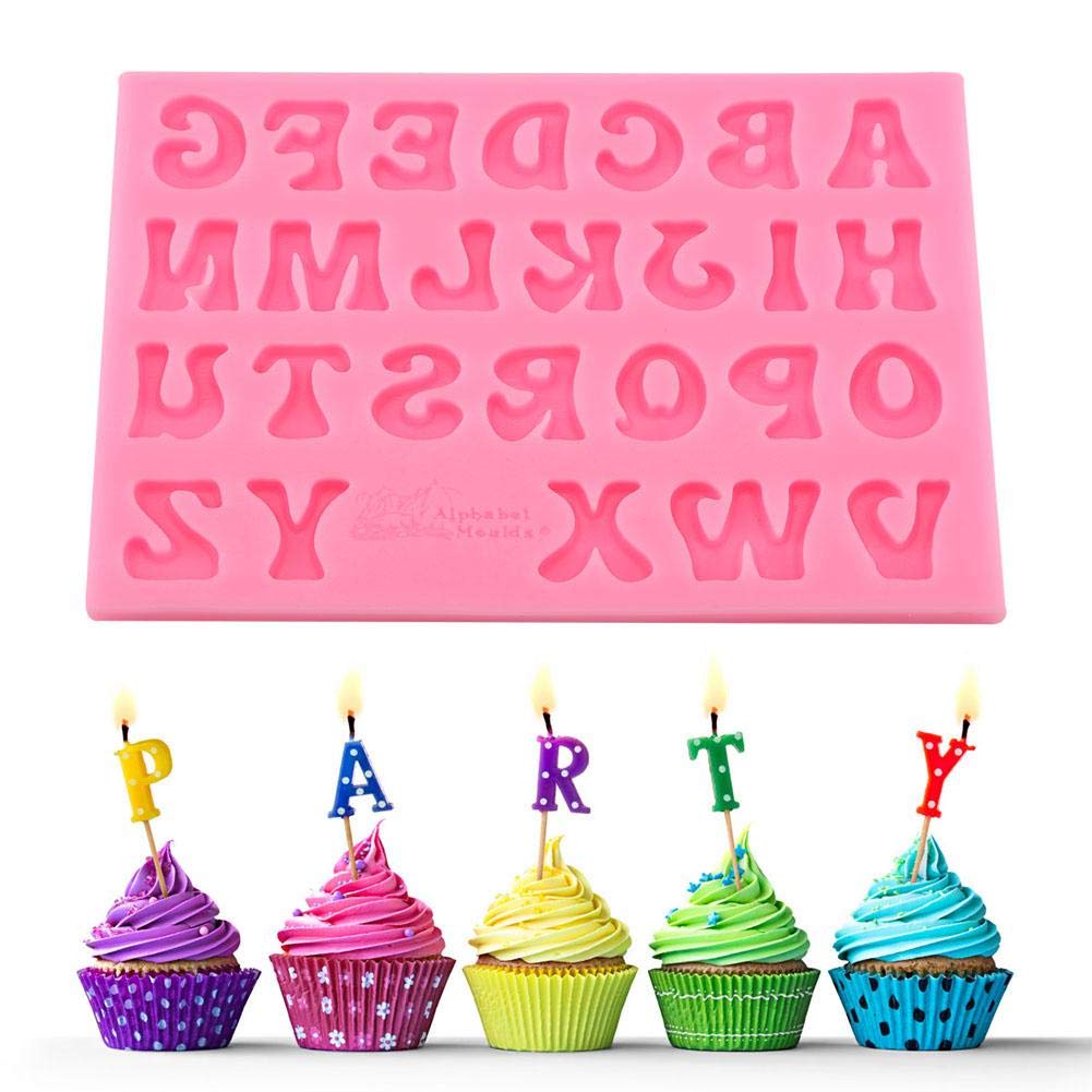 Letters Shape Silicone Cake Fondant Chocolate Molds Decorating Tool 3D Soap Chocolate Moulds DIY Pastry Number and Letter Shape Silicone Mold(Pink 13.00 * 11.00 * 1.00) - Image 2