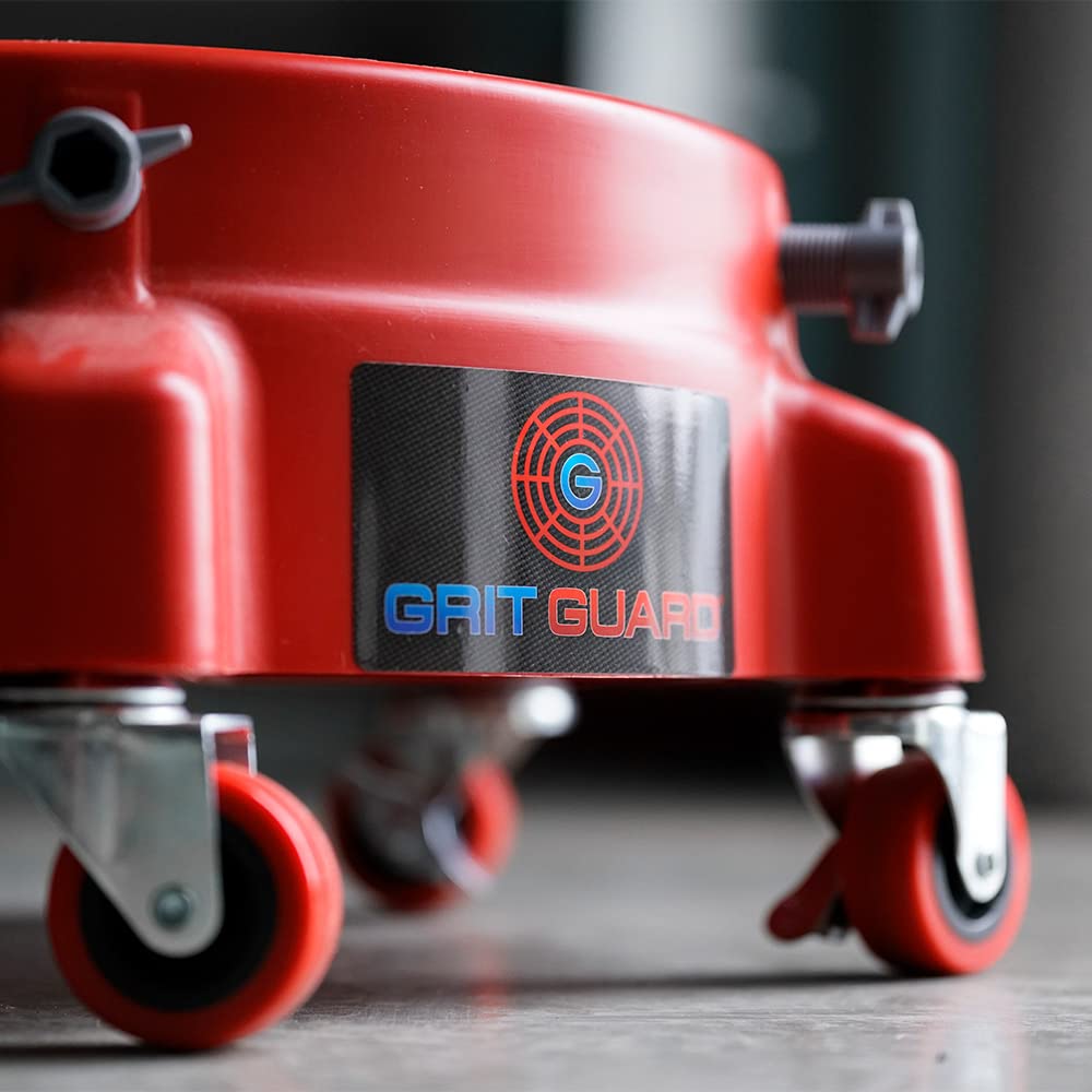 detailmate Juego profesional de cubo de lavado GRITGUARD | US 5 GAL Bucket + Grit Guard Washboard + Grit Guard Dolly Carro para cubo + Grit Guard | Ideal para el lavado a mano en el coche o moto