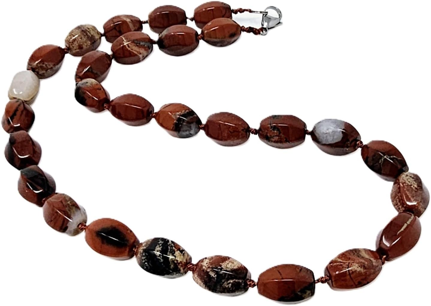 Women's Handmade Natural Gemstone Beaded Necklace, Statement 10x14mm Beaded Necklace for Women Girls - Gift Boxed Ideal Gift for Her