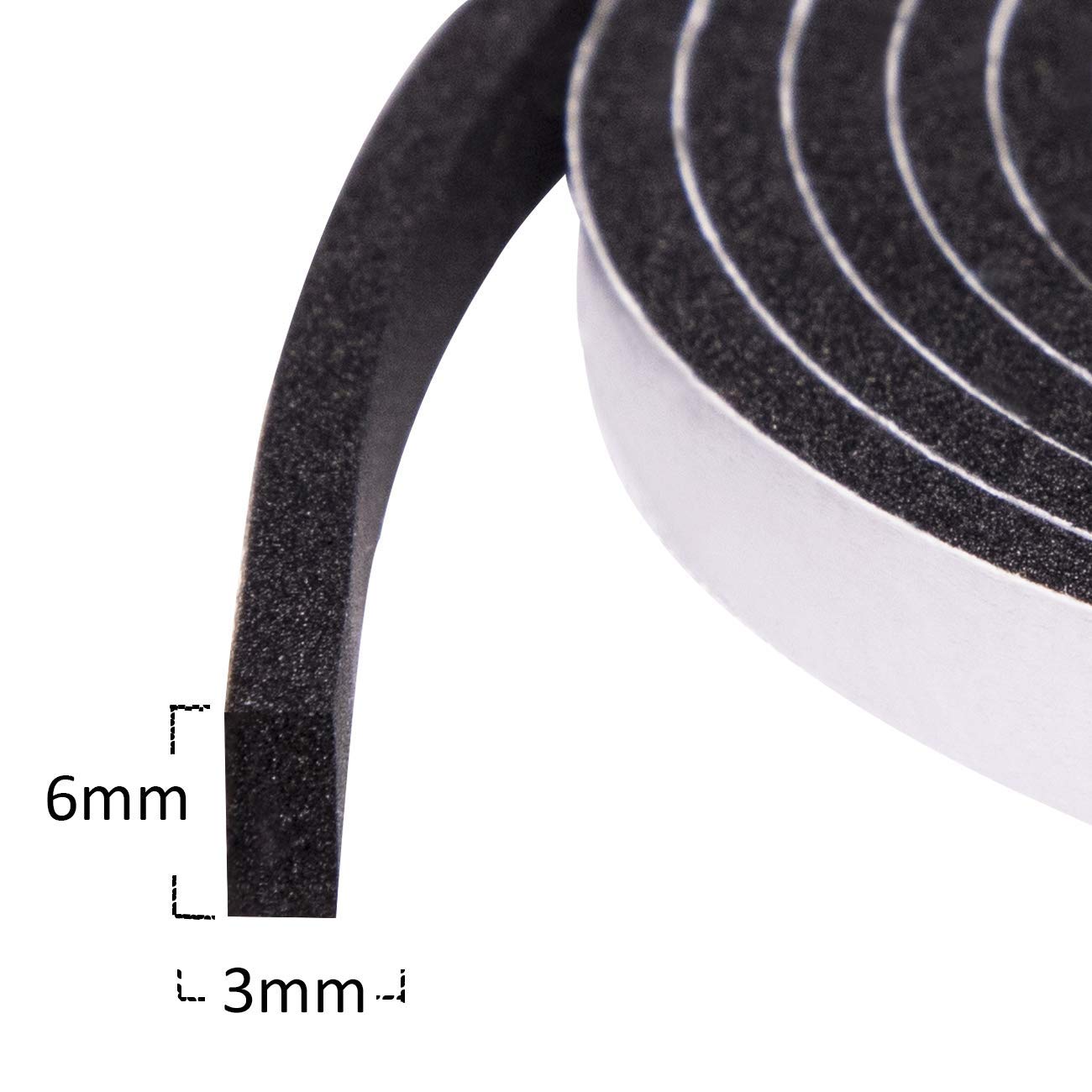Buy Fowong Adhesive Weather Stripping Foam Tape 6mm(W) x 3mm(T) Window