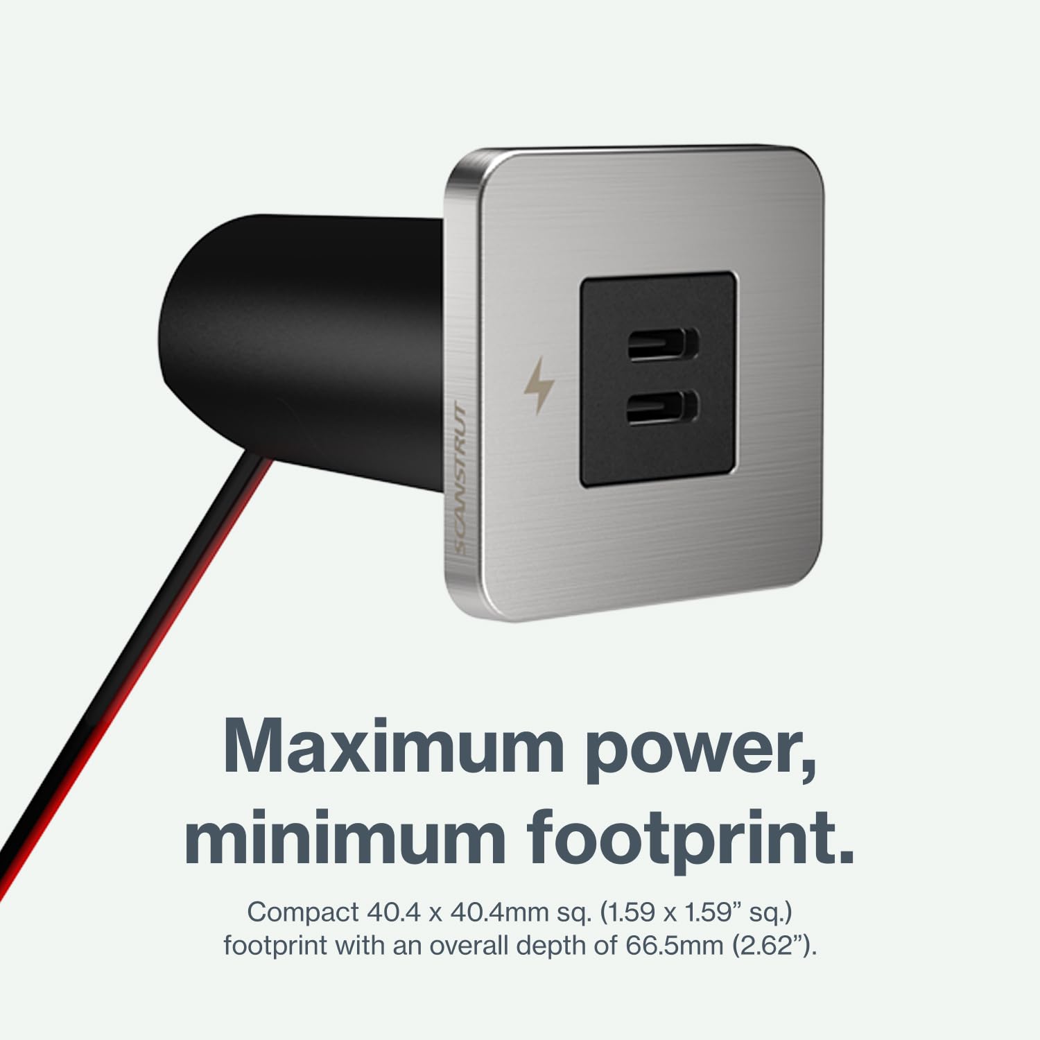 Scanstrut SC-TILE-21 Unterputz Dual USB-C Ladebuchse 10-32V | Bis zu 36W an 12V / 60W auf 24V | Ultra-Low Profile 40mm Standfläche | Edelstahl Lünette | Marine & RV Innenraum USB Ladegerät