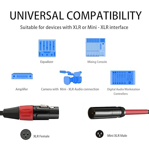 Miniatura 3 de Cable mini XLR a XLR, XLR hembra a mini XLR macho cable de audio para micrófono Blackmagic Pocket 4K Cámara Video Assist 4K - 3 pies