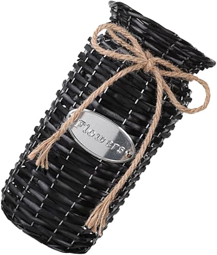 Miniatura 1 de Amosfun Jarrón tejido de flores secas para decoración de hierba marina, maceta de tejido para plantas, jarrones naturales estilo granja, cesta de