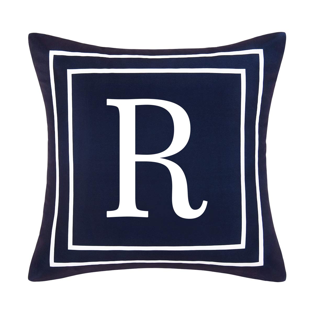 Fascidorm Blue Pillow Cover English Alphabet R Throw Pillow Case Modern Cushion Cover Square Pillowcase Decoration for Sofa Bed Chair Car, Dark Blue, 18 x 18 Inch