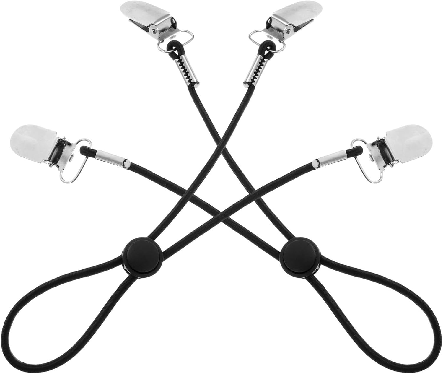 Adjustable Elastic Bed Sheet Corner Holders Straps, 2pcs Black Mattress Clips for Fitted Sheets, Bed Suspenders Fasteners to Secure Bedding for Home and Travel Use