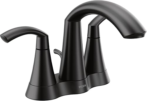 Moen 6172BL Glyde - Grifo de baño con dos manijas de arco alto, color negro mate
