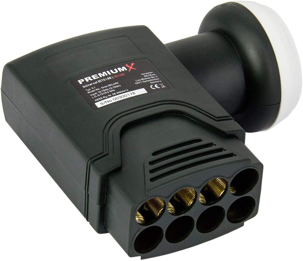 PremiumX DELUXE Octo LNB SAT for 8 participants Digital satellite signal converter DVB-S2 TV HD UHD 4K, black, Octo LNB - 8 Teilnehmer - Image 3