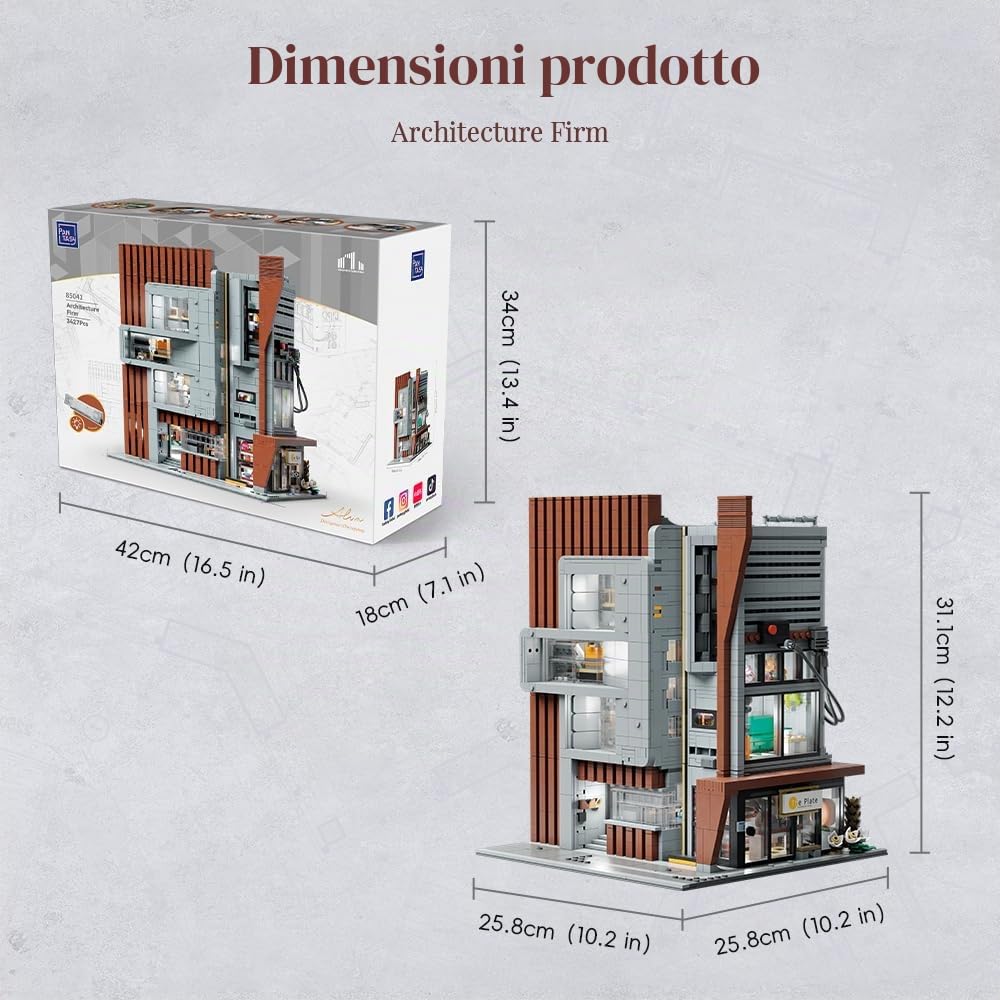 PANTASY Architettura Ufficio Set di costruzione – Moderno studio di architettura modello di mattoni, modello da collezione dettagliato per adulti, kit creativo di costruzione ed esposizione