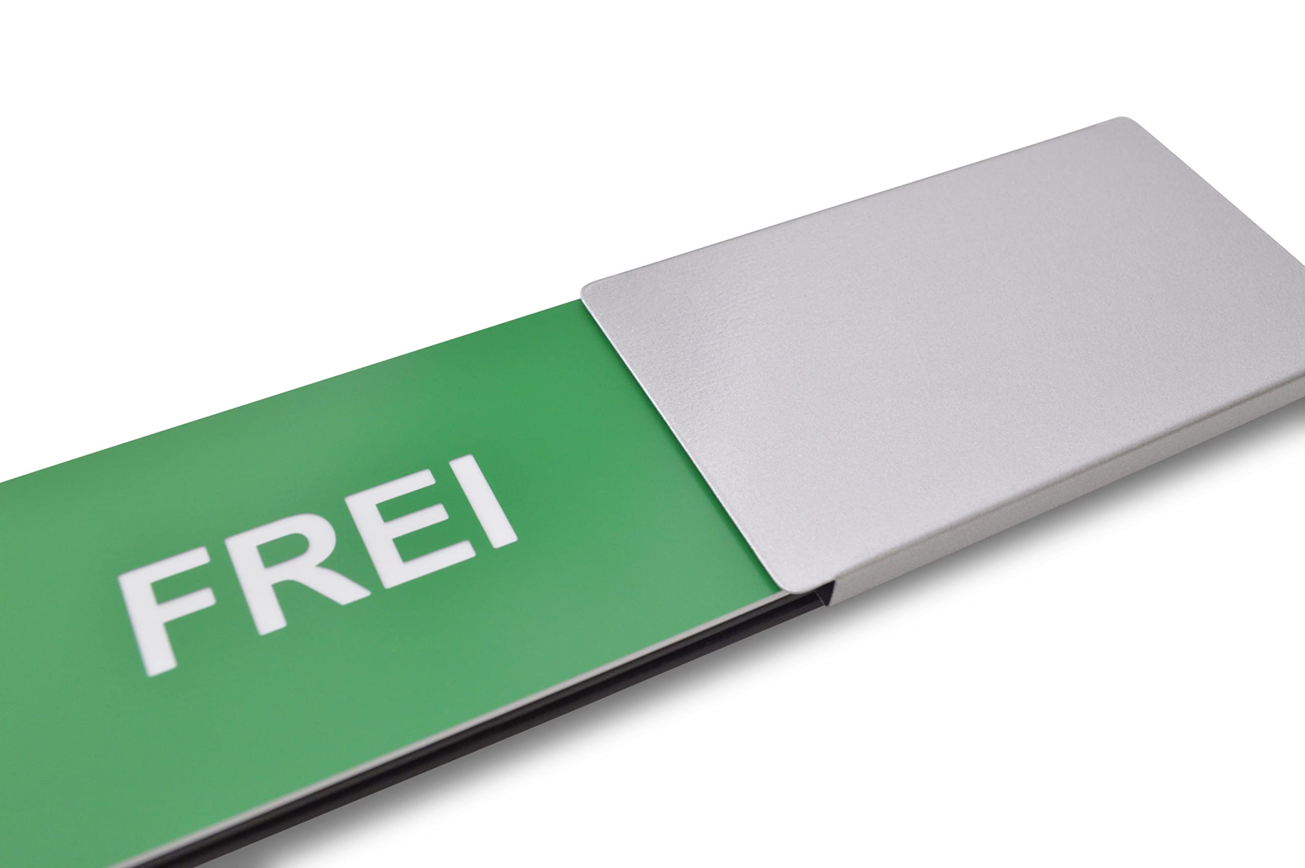SynMe FREI/BESETZT Schiebeschild Basic – 17,8x5 Cm, Haken & Kreuz, Magnet & 3M-Klebe-Pads, Für Bürotüren & Besprechungsräume