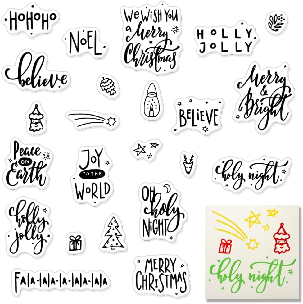 Christmas Clear Stamps - Card Making & Scrapbooking -1